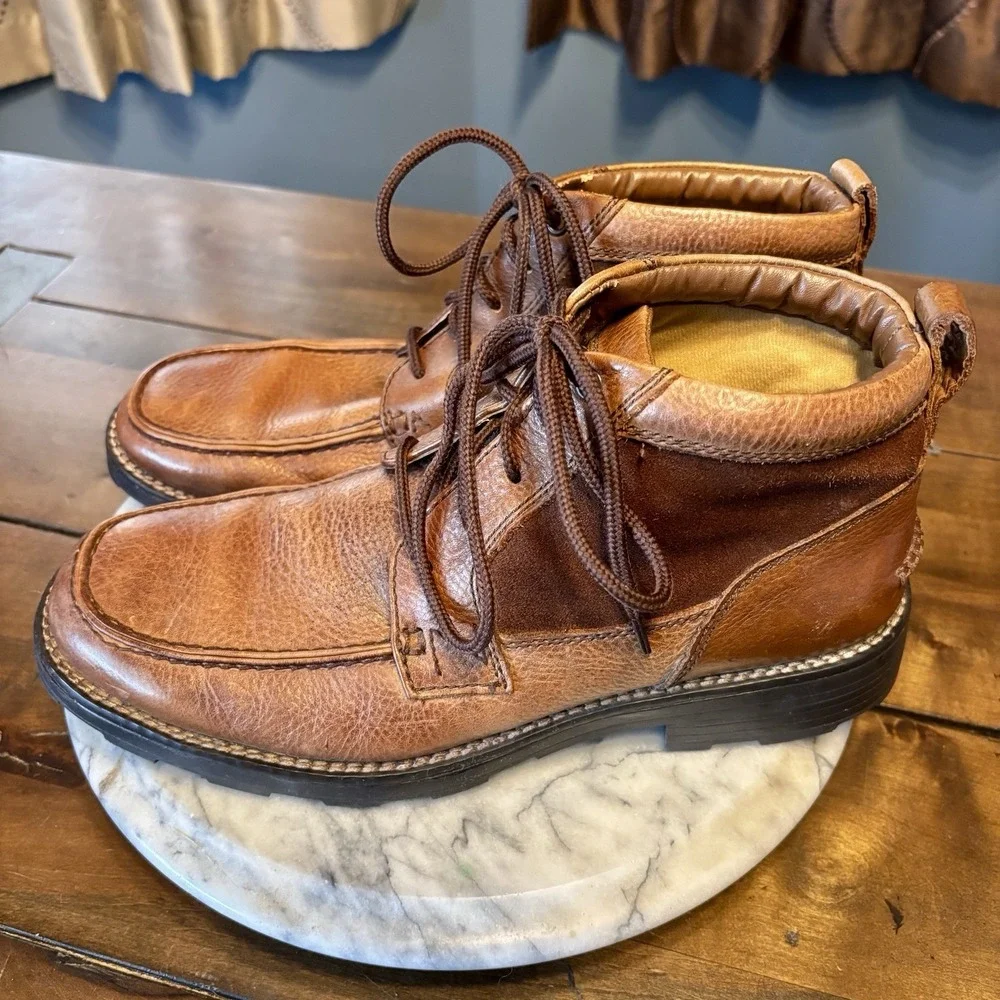 NUNN BUSH Chukka Moc Toe Lace Ankle Boots‎ Men Sz 9 Brown Leather Suede Comfort